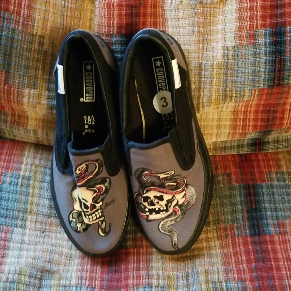 New size 3 converse‎ ed hardy snake shoes boys